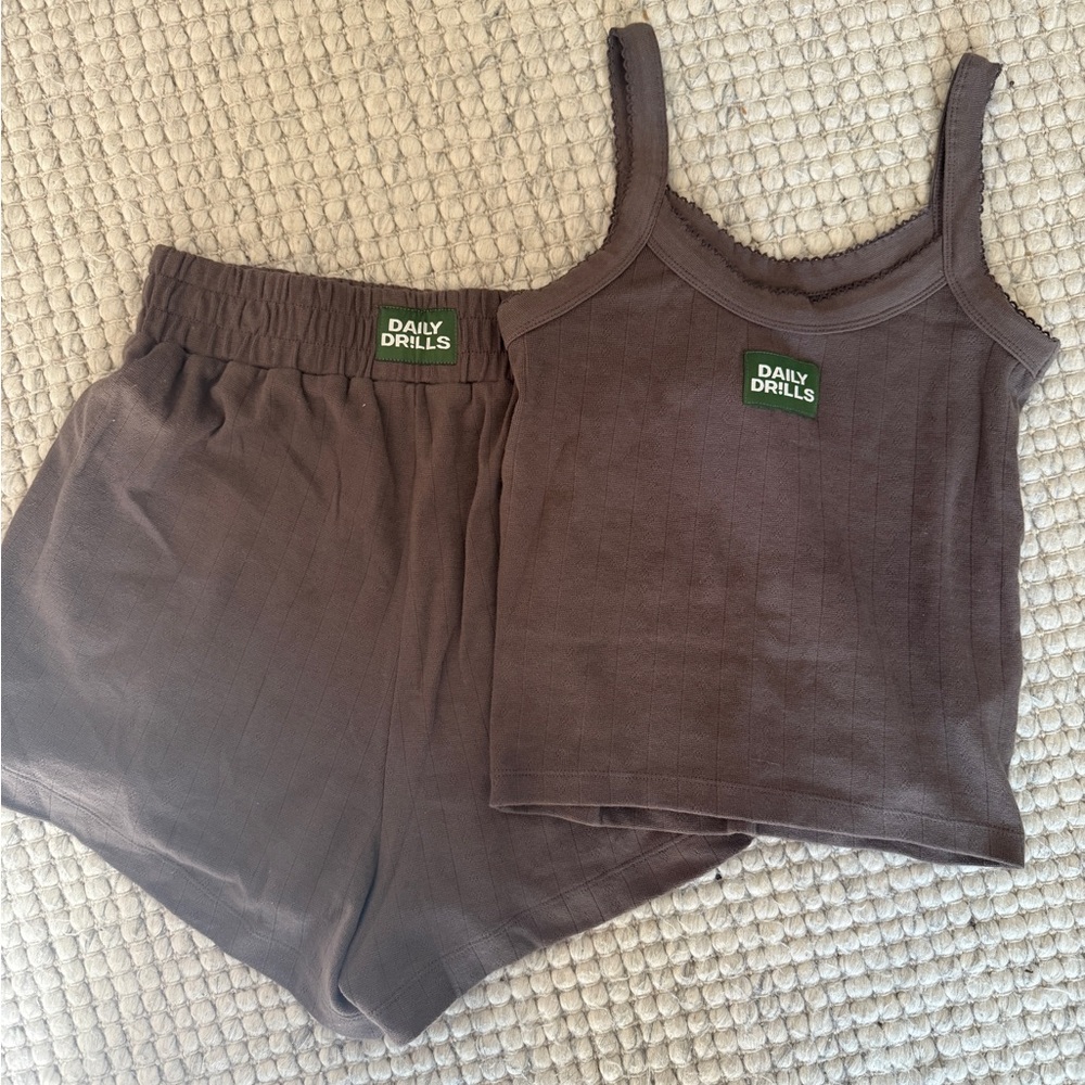 Daily Drills Chocolate Brown pointelle set